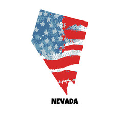 Obraz premium State of Nevada. United States Of America. Vector illustration. Watercolor texture of USA flag.