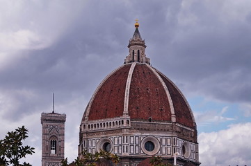 Giotto bell tower and dome of Santa Maria del Fiore cathedral, Florence, Italy