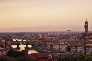 Fototapeta na wymiar Landscape of Florence at sunset, Italy