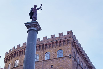 Fototapeta na wymiar Column of justice, Piazza di Santa Trinita, Florence, Italy