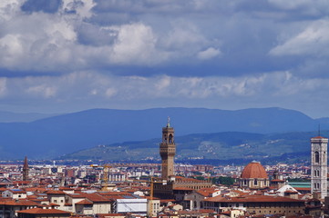 Fototapeta na wymiar View of Florence from the surrounding hills, Italy