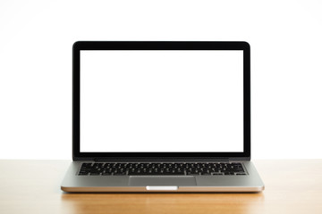 Fototapeta premium Mock Up Of Blank Laptop On The Desk