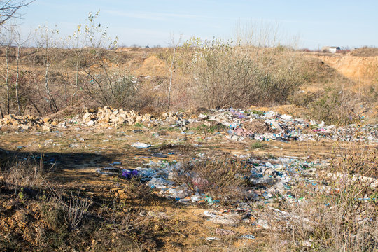 spontaneous waste dump, outdoor ecological environmental pollution