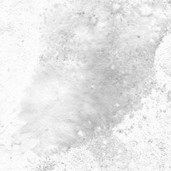 Silver watercolor texture with abstract washes and brush strokes on white paper background. Trendy look. Chaotic abstract organic design.