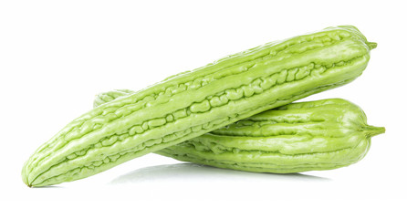 Momordica charantia on white background. Gourd