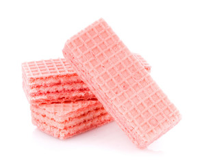 wafers with strawberry isolated on white background