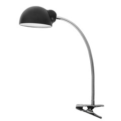 Black table lamp on the clip. Isolated object on white background
