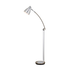 White metal floor lamp in modern style. Isolated object on white background