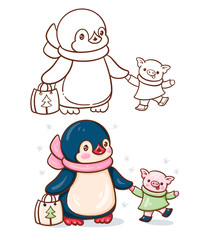  penguin and a pig