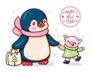  penguin and a pig