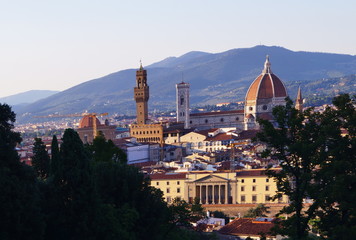 View of Florence from the Bardini garden at sunset Italy