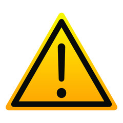 Sign attention. Danger, warning, hazard symbol. Isolated yellow triangle with exclamation sign on white background. Vector illustration.