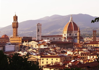 View of Florence from the Bardini garden at sunset Italy