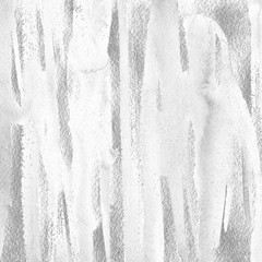 Silver watercolor texture with abstract washes and brush strokes on white paper background. Trendy look. Chaotic abstract organic design.