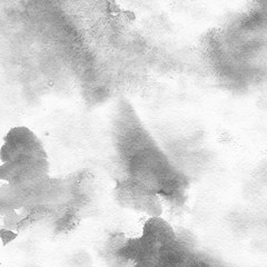 Winter white watercolor texture with abstract washes and brush strokes on white paper background. Trendy look. Chaotic abstract organic design.
