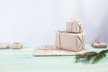 New Year's gifts in Kraft paper