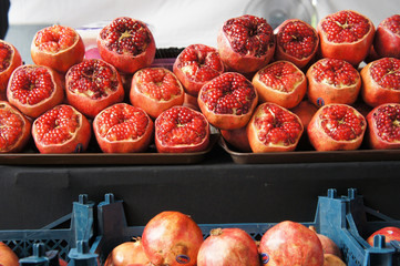 Pomegranate fruits is displayed for sale in the market