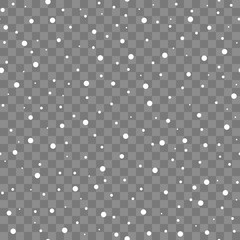 Seamless pattern falling snow on a transparent background.