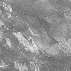 Silver watercolor texture with abstract washes and brush strokes on white paper background. Trendy look. Chaotic abstract organic design.