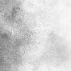 Silver watercolor texture with abstract washes and brush strokes on white paper background. Trendy look. Chaotic abstract organic design.