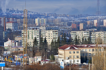 Naklejka premium The city of Zlatoust in the late autumn, Chelyabinsk region, Russia