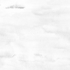 Silver watercolor texture with abstract washes and brush strokes on white paper background. Trendy look. Chaotic abstract organic design.