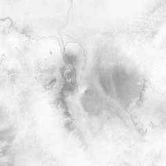 Silver watercolor texture with abstract washes and brush strokes on white paper background. Trendy look. Chaotic abstract organic design. © Nastia
