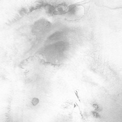 Silver watercolor texture with abstract washes and brush strokes on white paper background. Trendy look. Chaotic abstract organic design. © Nastia