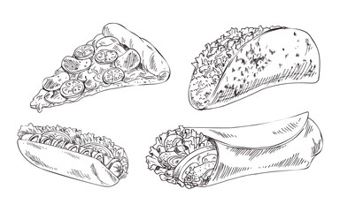 Fast Snack Graphic Art Isolated on White Backdrop