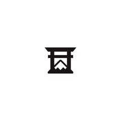 torii gate logo with Fuji mountain japanese culture vector illustration design, 