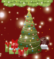 christmas pine tree with gifts