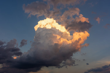 Beautiful sunrise and dramatic clouds on the sky
