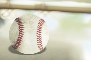 Closeup of dirty baseball isolated on white