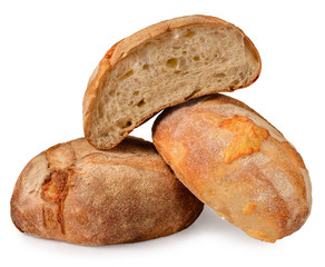  Loaf of whole graine bread isolated on white background.  Arranged in group