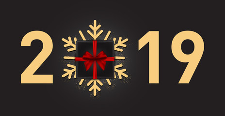 2019 Happy New Year. Background, greeting card, banner, social media banner, marketing material. Vector illustration