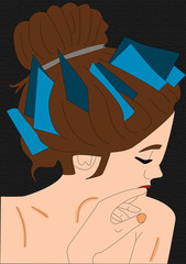 Girl with blue headband Illustration