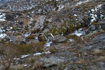 River, mountains and waterfalls in Serra da Estrela. Portugal