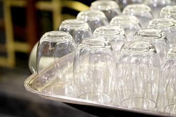 Many empty glasses of thin