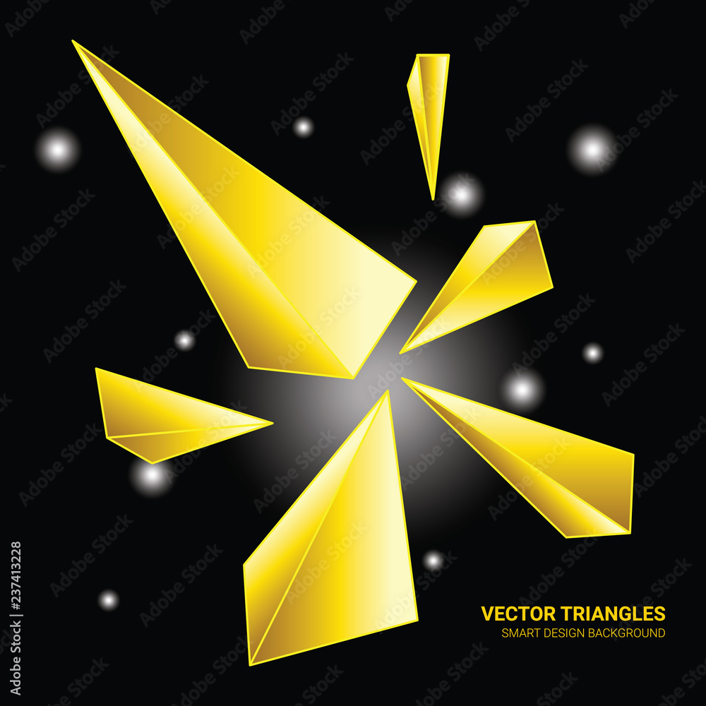 Poster 3d vector background with gold polygon shapes