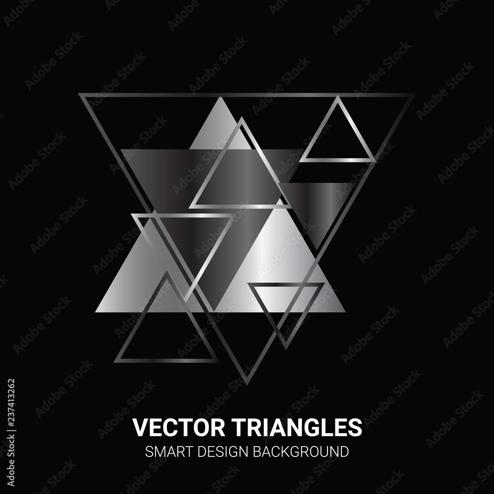 Poster abstract vector background with trinagles on black