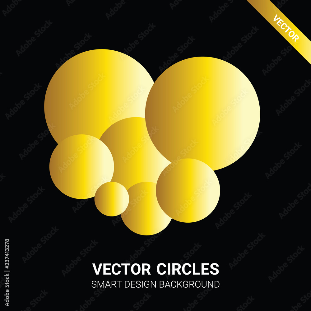 Poster simple gold circular pattern on black background