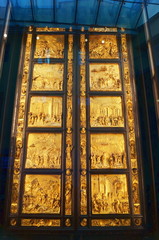 The original door of paradise in the Opera del Duomo museum Florence Italy