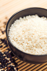 Bowl of fine grained boiled white rice