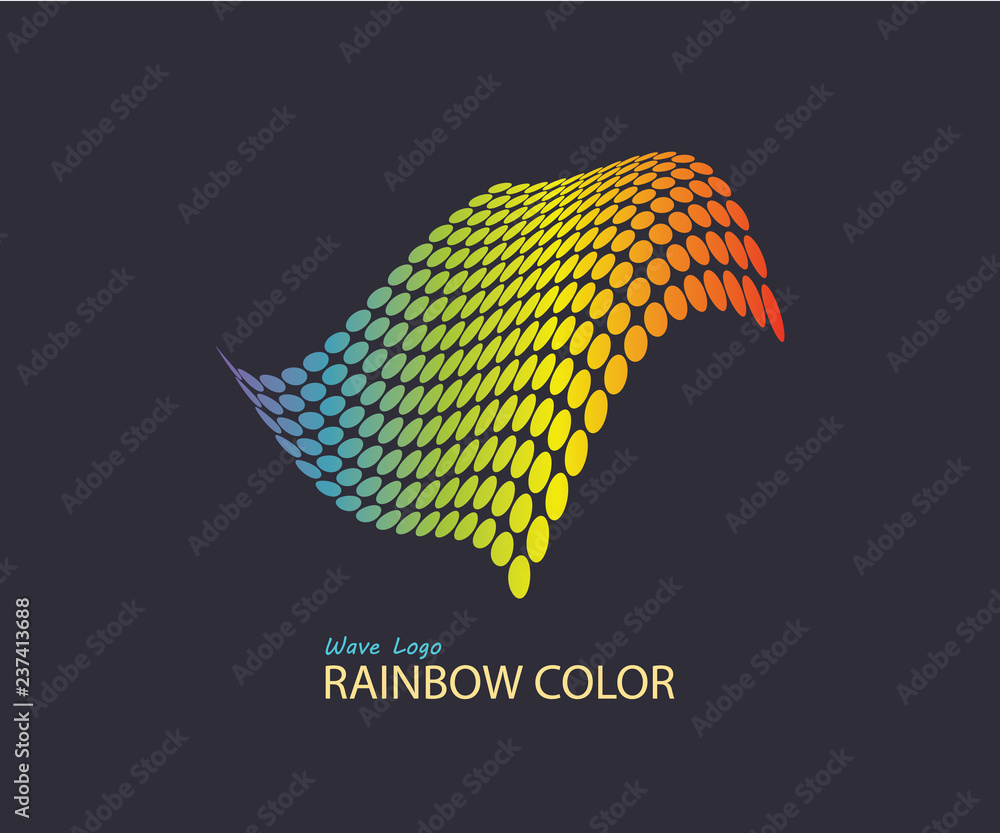 Poster modern abstract vector wave logo with dots