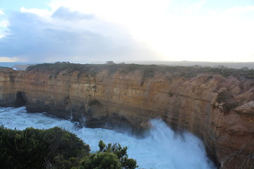 Australian rocks on the coast of ocean landscape