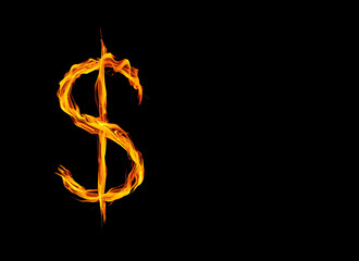 burning dollar symbol with single strike