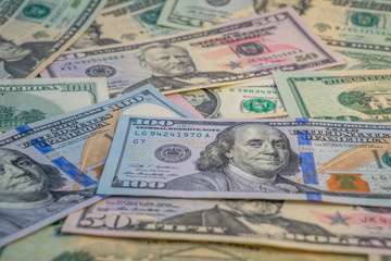 Fototapeta na wymiar background of US dollar banknotes