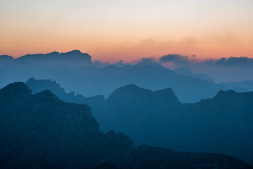 Tramuntana auf Mallorca kurz nach Sonnenuntergang 