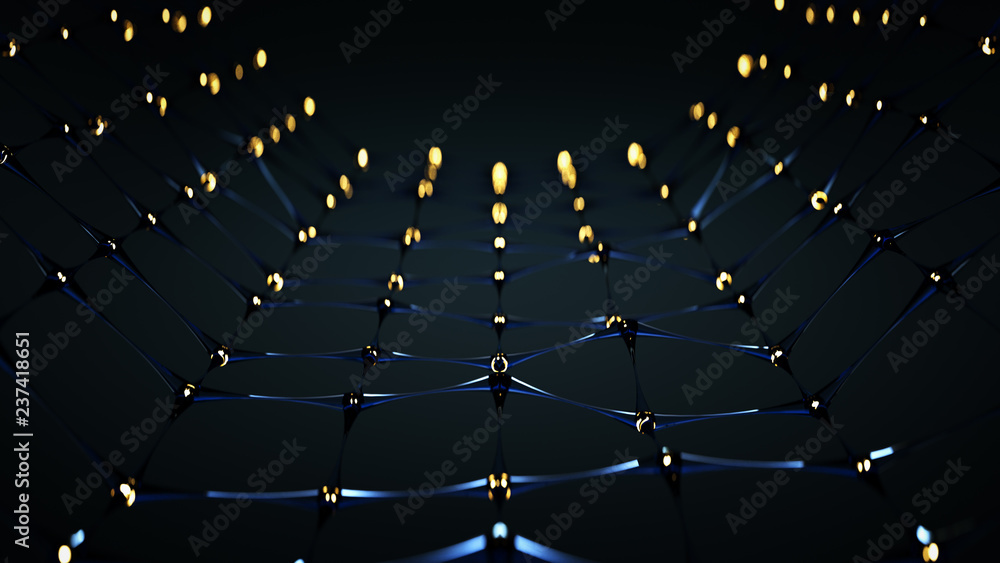Poster glass network structure 3d render
