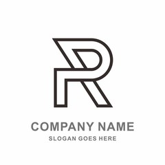 Monogram Letter R Geometric Square Business Company Stock Vector Logo Design Template